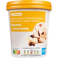 Gelat de plàtan i xocolata EROSKI, terrina 500 ml