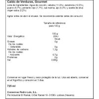 Caldo de verduras PEDRO LUIS SELECCIÓN GOURMET, botella 750 ml