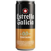 Cervesa torrada 0,0% alcohol ESTRELLA GALICIA, llauna 33 cl