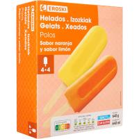 Mini polo de naranja y limón EROSKI, pack 8x80 ml
