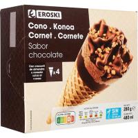 Cono grande de chocolate EROSKI, pack 4x120 ml