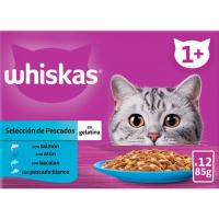 Gelatina de pescado para gatos WHISKAS, pack 12x85 g