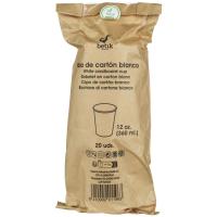 Vaso de cartón blanco 360 ml, pack 20 uds