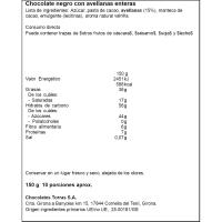 Xocolata negra amb avellanes senceres TORRAS 150g