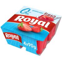 Gelatina sabor maduixa 0% ROYAL, pack 4x90 g