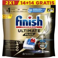 Lavavajillas máquina FINISH ULTIMATE, bolsa 28 dosis