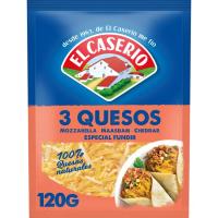 Queso rallado 3 quesos EL CASERIO, bolsa 120 g