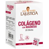Colágeno c/ magnesio sabor fresa A. M LAJUSTICIA, caja 20 sticks
