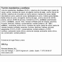Turrón de mandarina y avellana alargado VICENS, tableta 300 g