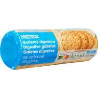 Galeta digestive sense sucre afegit EROSKI, paquet 400 g