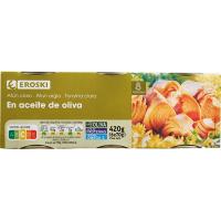 Atún claro en aceite de oliva EROSKI, pack 6x70 g