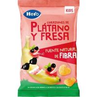 Snack corazones de plátano y fresa HERO, bolsa 30 g