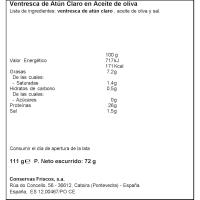 Ventresca de atún claro en aceite de oliva FRISCOS, lata 111 g