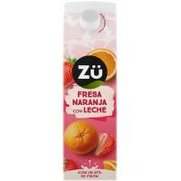 Beguda de suc espremut de maduixa i taronja amb llet ZÜ, brik 1 litre