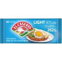 Queso fundido light EL CASERIO, 14 lonchas, sobre 262 g