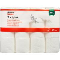 Paper higiènic 2 capes EROSKI BASIC, paquet 24 u