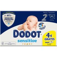 Pañal jumbo 4-8 kg Talla 2 DODOT SENSITIVE, paquete 80 uds