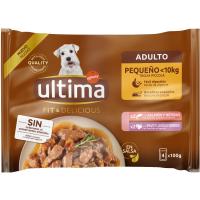 Aliment de salmó i gall dindi per a gos ULTIMA F&D, pack 4x100 g