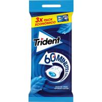 Chicle de menta sin azúcar 60 minutos TRIDENT, pack 3x22 g