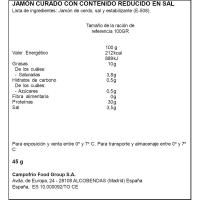 Pernil curat reduït en sal NAVIDUL, rodanxes 50 g