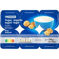 Iogurt grec amb nous EROSKI, pack 6x125 g