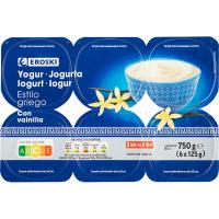 Iogurt grec amb vainilla EROSKI, 6x125 g