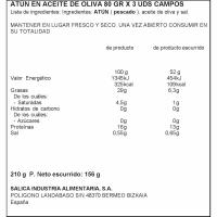 Atún en aceite de oliva CAMPOS, pack 3x70 g