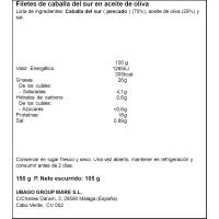 Caballa del sur en aceite de oliva UBAGO, frasco 150 g