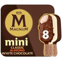 Gelat mini clàssic ametlles blanc MAGNUM, caixa 6 u 352 g