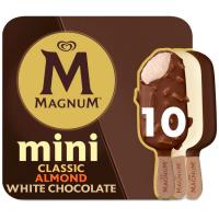 Gelat mini clàssic ametlles blanc MAGNUM, caixa 10 u 443 g