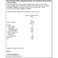Pa torrat 100% integral aove SANTIVERI, paquet 200 g