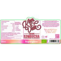 Kombucha Superglow KOMVIDA, botella 250 ml