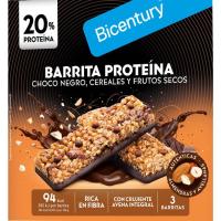 Barreta proteïna xocolata negra,cereals,ametlles BICENTURY, 90g