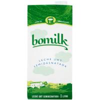 Llet semidesnatada BOMILK, brik 1 litre