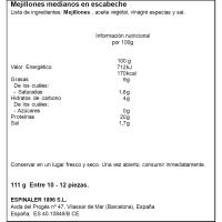 Mejillones en Escabeche 10/12 unidades ESPINALER, lata 111 g