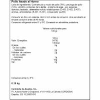 Pollastre rostit al forn LA CARLOTEÑA, rodanxes, sobre 150 g