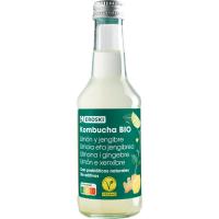 Kombucha de limón y jengibre EROSKI, botella 250 ml