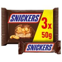 Barreta de xocolata SNICKERS, pack 3x50 g