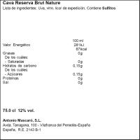 Cava brut nature pure MASCARÓ, ampolla 75 cl