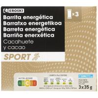 Barreta energètica amb cacauet, cacau i dàtil EROSKI, caixa 105 g