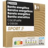 Barreta energètica amb cacauet, cacau i dàtil EROSKI, caixa 105 g