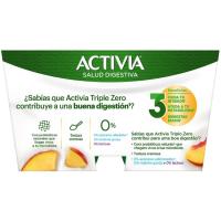 Yogur triple zero melocotón ACTIVIA, pack 4x120 g