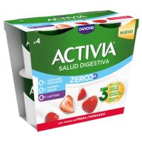Yogur triple zero de fresa ACTIVIA, pack 4x120 g