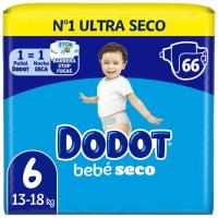 Bolquer 13-18 kg Talla 6 DODOT BEBE SECO, paquet 66 u