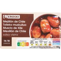 Musclos xilens en salsa petxina de pelegrí 14/18 EROSKI, llauna 111 g