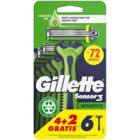 Máquina sensor 3 sens GILLETTE, pack 4+2 uds