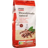 Café grano descafeinado EROSKI BASIC, paquete 1 Kg