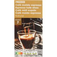 Café molido expreso natural EROSKI, paquete 250 g