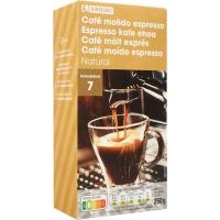 Café molido expreso natural EROSKI, paquete 250 g