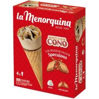Helado Cono Speculoos LA MENORQUINA, pack 4x65 g